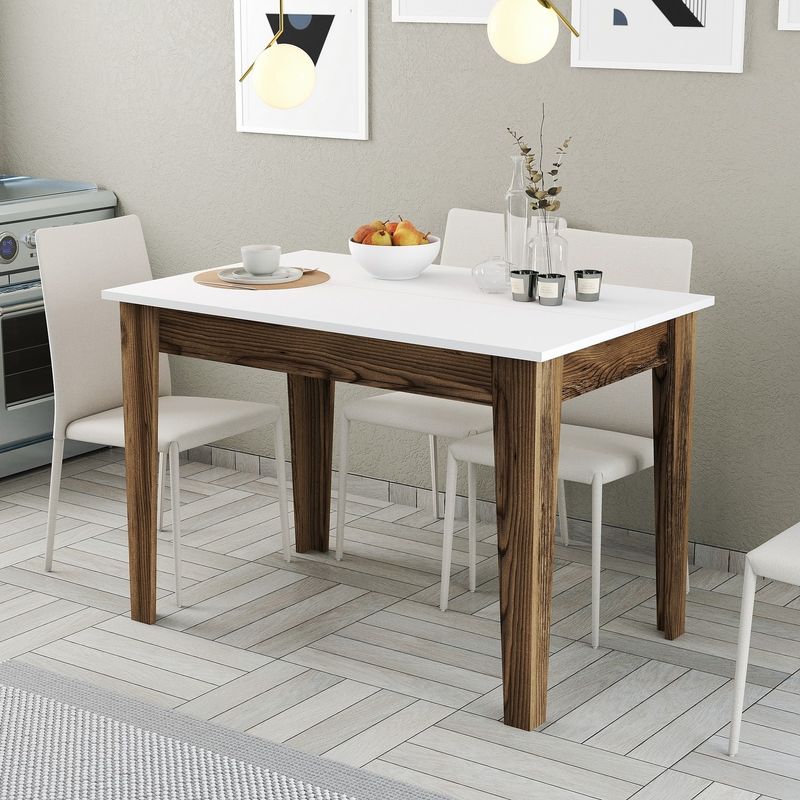Casa si Gradina - Mobilier - Mese si birouri - Mese bucatarie si dining - Masa de bucatarie, Hanah Home, pal melaminat, nuc si alb, 110x72x75 cm - Infinity.ro