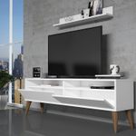 Casa si Gradina - Mobilier - Seturi de mobilier - Seturi living - Set mobilier living, Hanah Home, PAL melaminat, alb, 150x50x30 cm - Infinity.ro