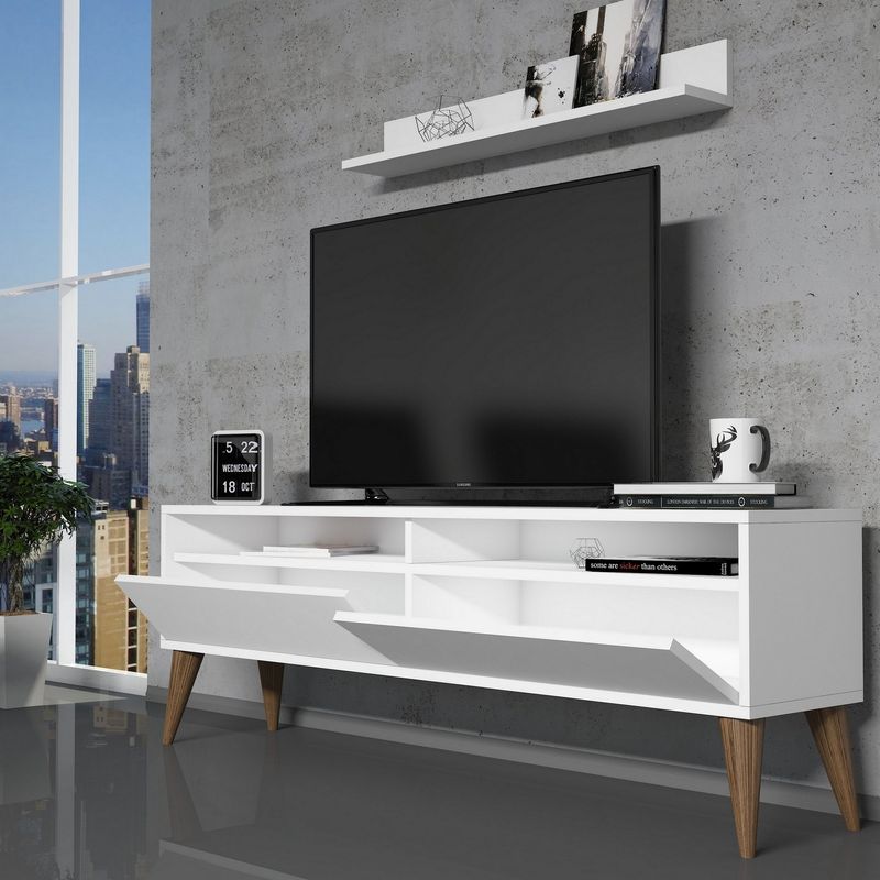 Casa si Gradina - Mobilier - Seturi de mobilier - Seturi living - Set mobilier living, Hanah Home, PAL melaminat, alb, 150x50x30 cm - Infinity.ro