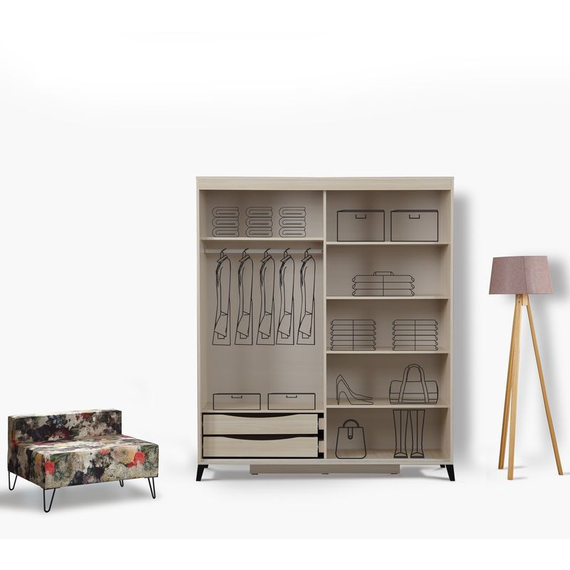 Casa si Gradina - Mobilier - Dulapuri si sifoniere - Sifoniere - Sifonier, Hanah Home, pal melaminat, stejar, 190x216x60 cm - Infinity.ro