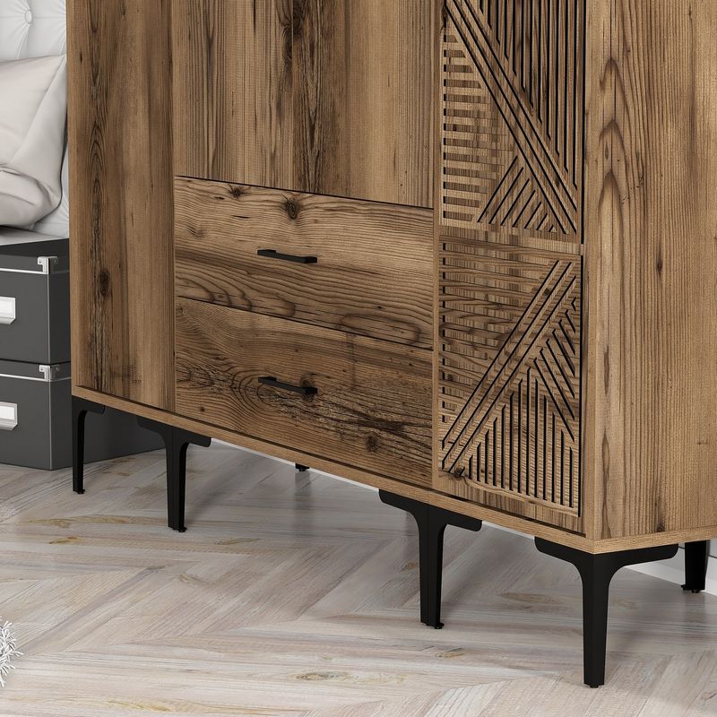 Casa si Gradina - Mobilier - Dulapuri si sifoniere - Sifoniere - Sifonier, Hanah Home, panou aglomerat cu melamina, nuc, 160x201.4x47.5 cm - Infinity.ro