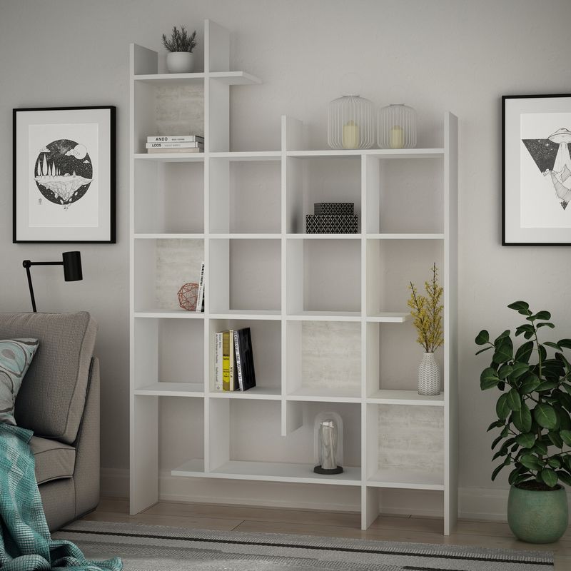 Casa si Gradina - Mobilier - Biblioteci si rafturi - Biblioteci - Biblioteca, Hanah Home, pal melaminat, alb, 122x25.5x188 cm - Infinity.ro