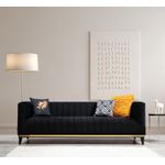 Casa si Gradina - Mobilier - Canapele si coltare - Canapele - Canapea 3 locuri, Hanah Home, lemn fag si pal, negru auriu, 222x89x75 cm - Infinity.ro