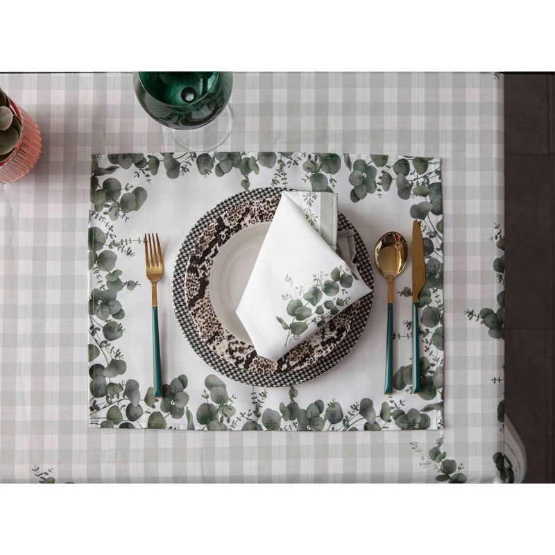 Casa si Gradina - Textile si covoare - Textile bucatarie - Servete si naproane - Set suporturi de masa, Hermia, verde alb, 35x45 cm, 100% bumbac - Infinity.ro