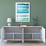 Casa si Gradina - Mobilier - Comode si corpuri - Console - Consola, Hanah Home, pal melaminat, alb si nuc, 180x45x78.6 cm - Infinity.ro