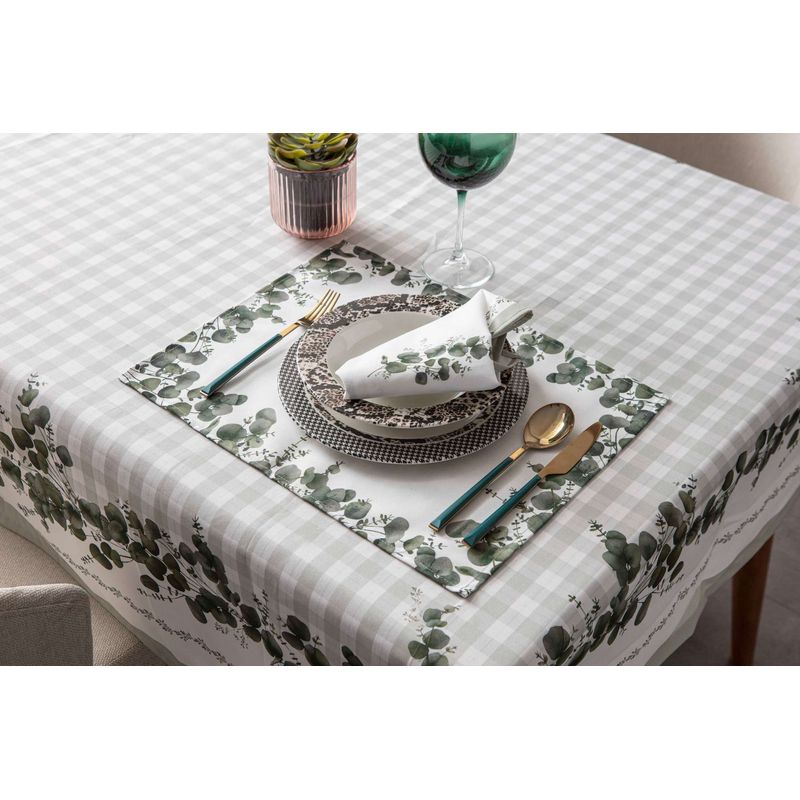 Casa si Gradina - Textile si covoare - Textile bucatarie - Servete si naproane - Set suporturi de masa, Hermia, verde alb, 35x45 cm, 100% bumbac - Infinity.ro
