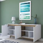 Casa si Gradina - Mobilier - Comode si corpuri - Console - Consola, Hanah Home, pal melaminat, alb si nuc, 180x45x78.6 cm - Infinity.ro