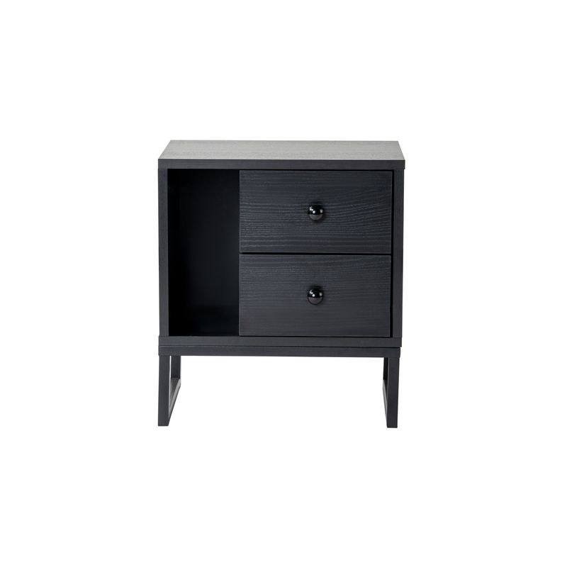 Casa si Gradina - Mobilier - Comode si corpuri - Noptiere - Noptiera, Hanah Home, panou de particule melaminat, lemn negru si negru, 45.2x29.5x50 cm - Infinity.ro