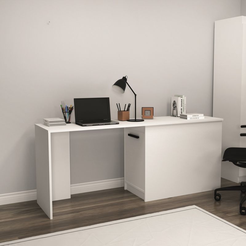 Casa si Gradina - Mobilier - Mese si birouri - Birouri - Birou, Hanah Home, panou de particule melaminat, alb, 180x47x73.8 cm - Infinity.ro