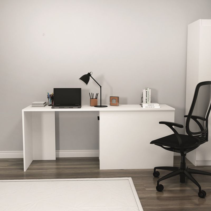 Casa si Gradina - Mobilier - Mese si birouri - Birouri - Birou, Hanah Home, panou de particule melaminat, alb, 180x47x73.8 cm - Infinity.ro