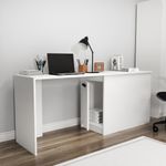 Casa si Gradina - Mobilier - Mese si birouri - Birouri - Birou, Hanah Home, panou de particule melaminat, alb, 180x47x73.8 cm - Infinity.ro