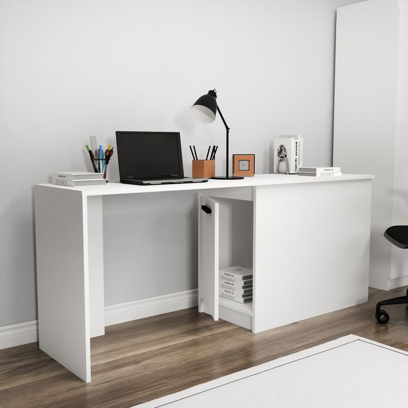 Casa si Gradina - Mobilier - Mese si birouri - Birouri - Birou, Hanah Home, panou de particule melaminat, alb, 180x47x73.8 cm - Infinity.ro