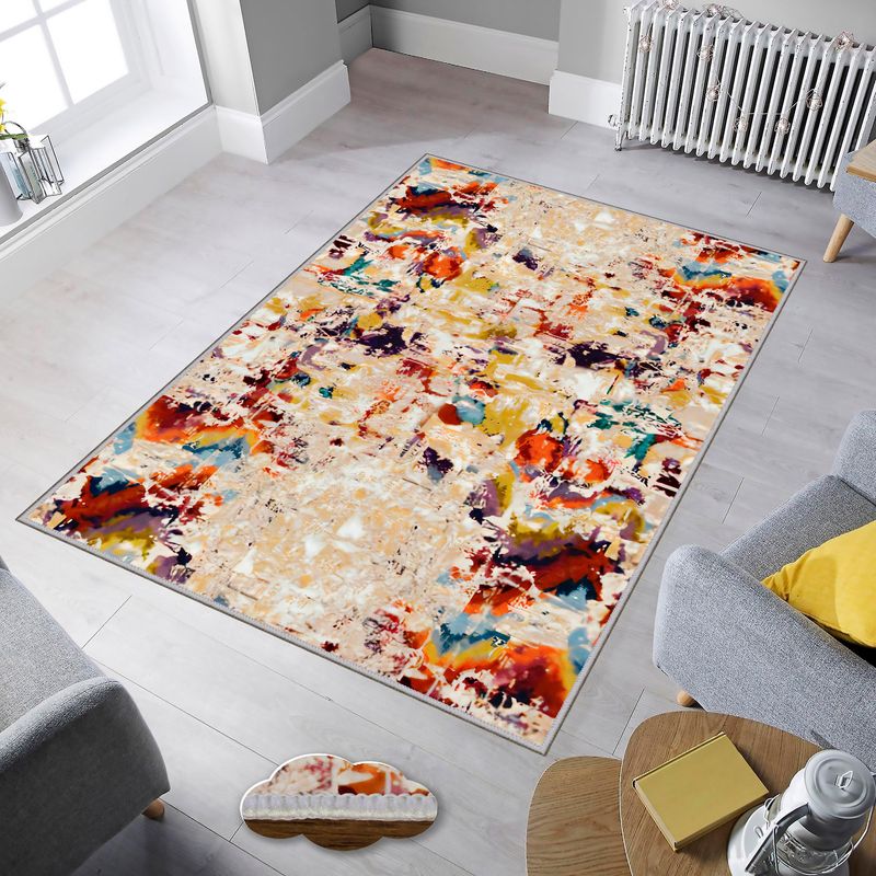 Casa si Gradina - Textile si covoare - Covoare - Covorase intrare - Covoras de intrare, Conceptum Hypnose, bej, galben, albastru, rosu, maro, 40x60 cm, 100% poliester, antiderapant - Infinity.ro