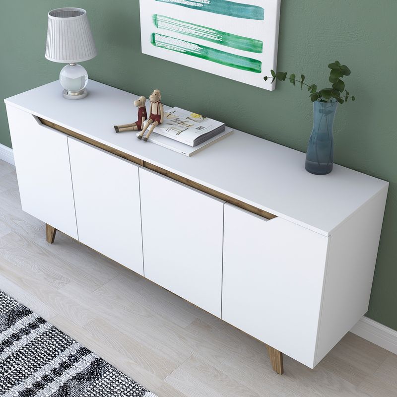 Casa si Gradina - Mobilier - Comode si corpuri - Console - Consola, Hanah Home, pal melaminat, alb si nuc, 180x45x78.6 cm - Infinity.ro