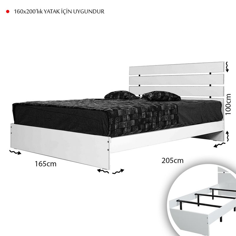Casa si Gradina - Mobilier - Paturi si accesorii - Paturi - Pat dublu, Hanah Home, pal melaminat, stejar, 165x205x100 cm - Infinity.ro
