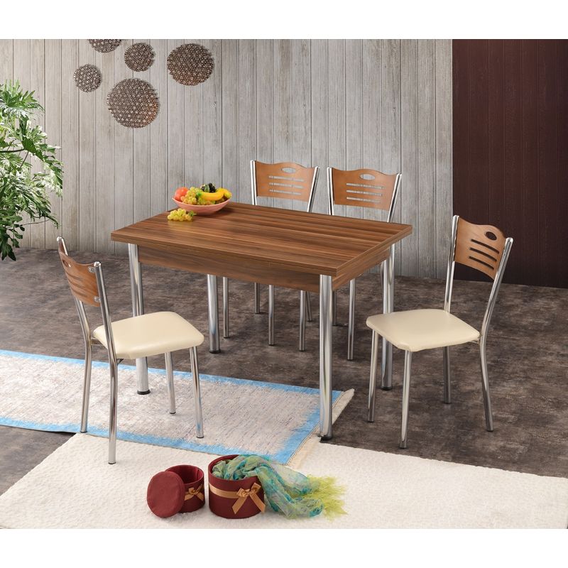 Casa si Gradina - Mobilier - Mese si birouri - Mese bucatarie si dining - Masa extensibila, Hanah Home, pal melaminat, nuc argintiu, 110x70x75 cm - Infinity.ro
