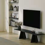 Casa si Gradina - Mobilier - Comode si corpuri - Console - Comoda tv, Hanah Home, pal melaminat, negru, 180x40x42 cm - Infinity.ro