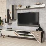 Casa si Gradina - Mobilier - Comode si corpuri - Console - Comoda tv, Hanah Home, pal melaminat, crem, 180x40x37 cm, 845HCT3003 - Infinity.ro