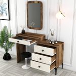 Casa si Gradina - Mobilier - Comode si corpuri - Masute de toaleta - Masa de toaleta, Hanah Home, panou aglomerat cu melamina, nuc si crem, 124x40x84.7 cm - Infinity.ro