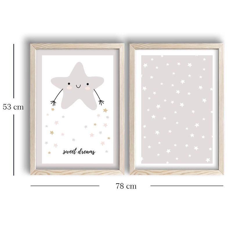 Casa si Gradina - Decoratiuni - Obiecte decorative - Decoratiuni camera copilului - Set tablouri decorative cu rama, Wallxpert, mdf, alb si gri deschis, 53x78 cm - Infinity.ro