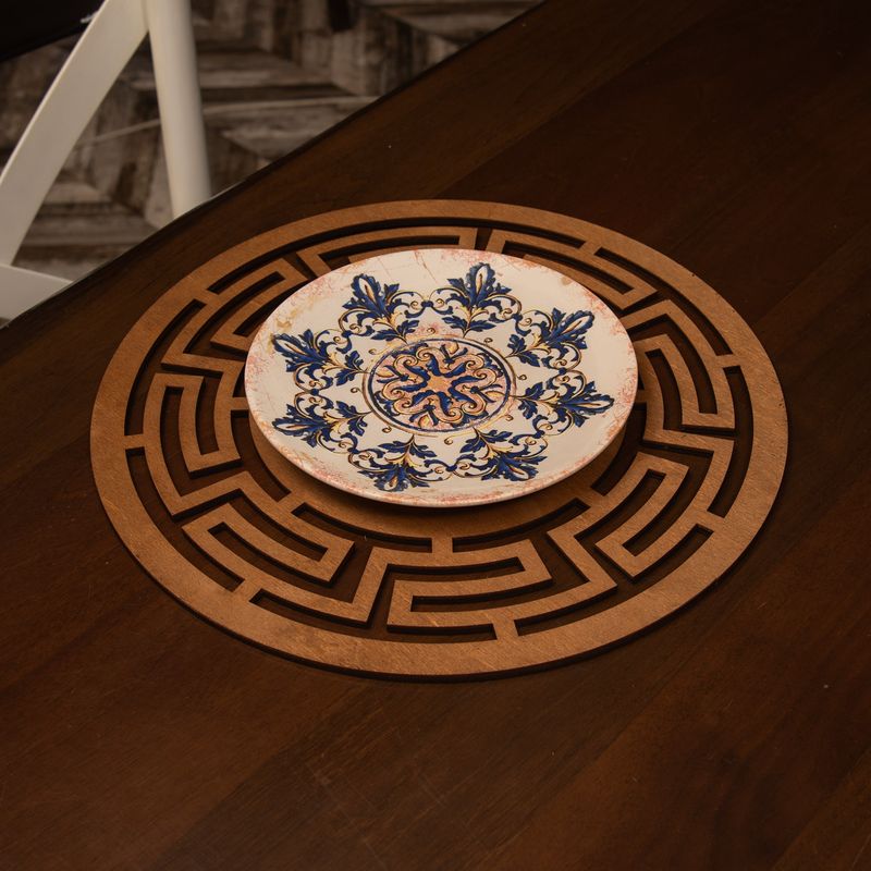 Casa si Gradina - Bucatarie si vesela - Organizare si depozitare bucatarie - Suporturi tacamuri si vase - Set suporturi de masa, Hermia, lemn, nuc, 36x36 cm, 6 bucati - Infinity.ro