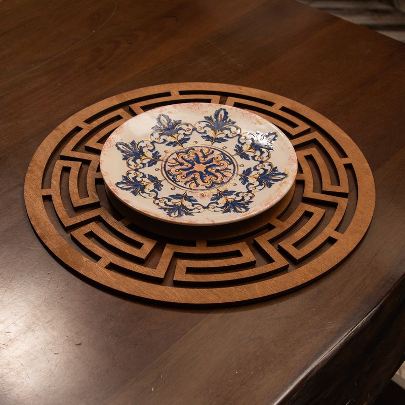 Casa si Gradina - Bucatarie si vesela - Organizare si depozitare bucatarie - Suporturi tacamuri si vase - Set suporturi de masa, Hermia, lemn, nuc, 36x36 cm, 6 bucati - Infinity.ro