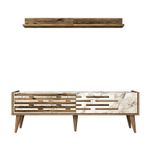 Casa si Gradina - Mobilier - Comode si corpuri - Console - Comoda tv, Hanah Home, panou de particule melaminat, nuc, alb, marmura, 140x35x45 cm - Infinity.ro