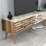 Casa si Gradina - Mobilier - Comode si corpuri - Console - Comoda tv, Hanah Home, panou de particule melaminat, nuc, alb, marmura, 140x35x45 cm - Infinity.ro