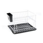 Casa si Gradina - Bucatarie si vesela - Organizare si depozitare bucatarie - Scurgator vase - Scurgator de vase, Hermia, metal, alb, 35,5x29,5x23,5 cm - Infinity.ro