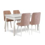 Casa si Gradina - Mobilier - Seturi de mobilier - Seturi mese si scaune - Set masa si scaune, Hanah Home, panou de particule melaminat, alb si piatra, masa 120x75x77 cm, 4 scaune - Infinity.ro
