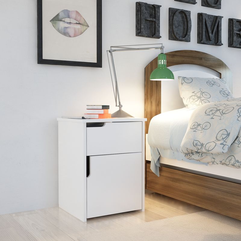Casa si Gradina - Mobilier - Comode si corpuri - Noptiere - Noptiera, Hanah Home, pal melaminat, alb, 45x40x60 cm - Infinity.ro