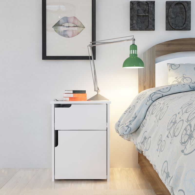 Casa si Gradina - Mobilier - Comode si corpuri - Noptiere - Noptiera, Hanah Home, pal melaminat, alb, 45x40x60 cm - Infinity.ro