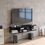 TV, Audio-Video si Foto - Accesorii TV si audio - Suporturi TV - Suport tv, Hanah Home, pal melaminat, negru, 120x23x29.5 cm - Infinity.ro