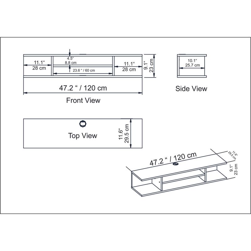 TV, Audio-Video si Foto - Accesorii TV si audio - Suporturi TV - Suport tv, Hanah Home, pal melaminat, negru, 120x23x29.5 cm - Infinity.ro