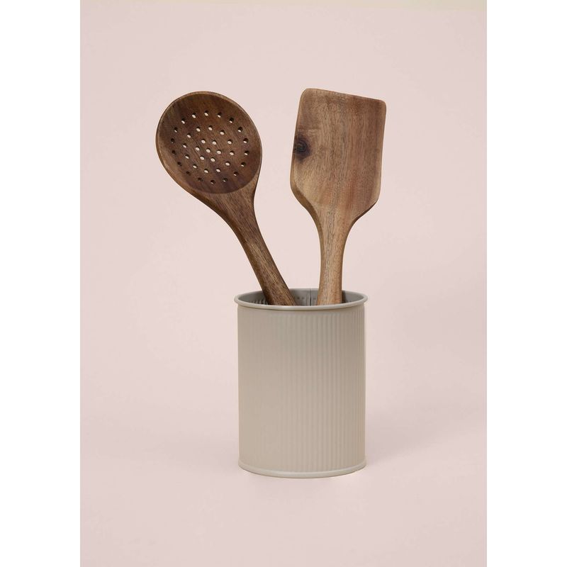Casa si Gradina - Bucatarie si vesela - Organizare si depozitare bucatarie - Suporturi tacamuri si vase - Suport tacamuri, Hermia, galvanizat, bej, 10x10x13 cm - Infinity.ro