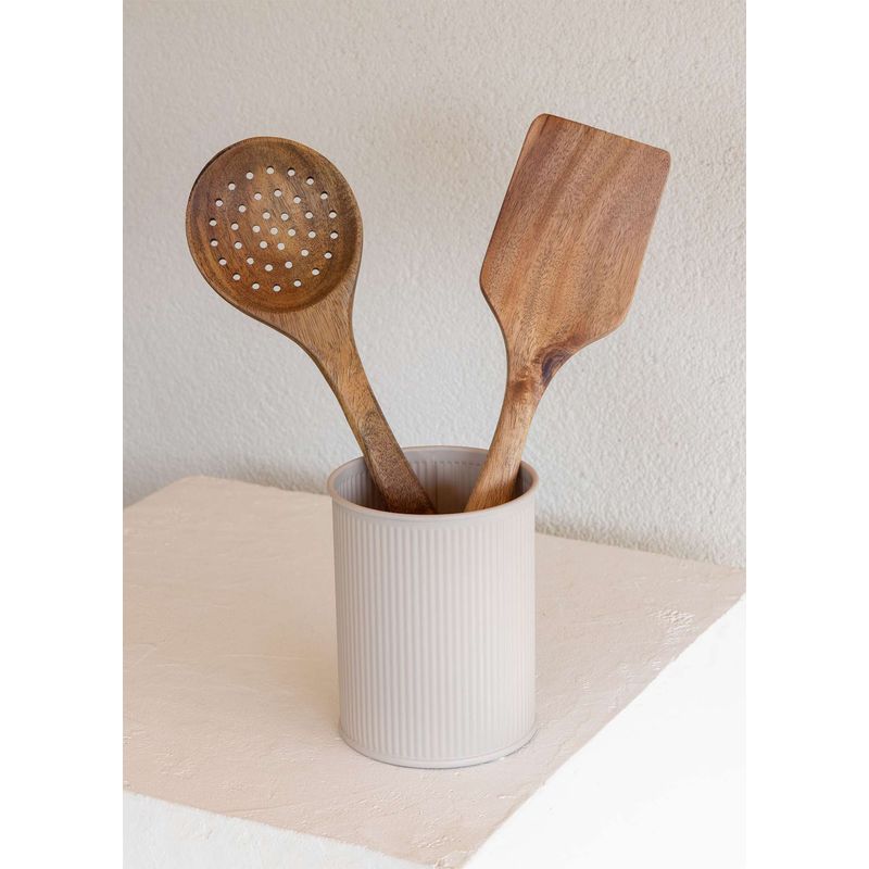 Casa si Gradina - Bucatarie si vesela - Organizare si depozitare bucatarie - Suporturi tacamuri si vase - Suport tacamuri, Hermia, galvanizat, bej, 10x10x13 cm - Infinity.ro