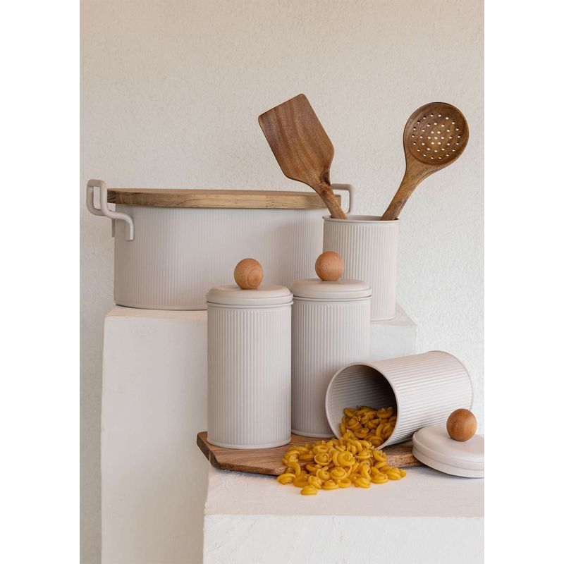 Casa si Gradina - Bucatarie si vesela - Organizare si depozitare bucatarie - Suporturi tacamuri si vase - Suport tacamuri, Hermia, galvanizat, bej, 10x10x13 cm - Infinity.ro