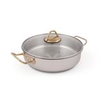 Casa si Gradina - Bucatarie si vesela - Vase pentru gatit - Oale si cratite - Set oale, Hermia, otel inoxidabil, argintiu auriu, 26x26x8 cm - Infinity.ro