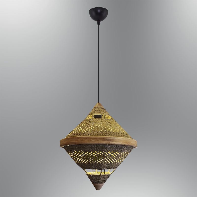 Casa si Gradina - Corpuri si surse de iluminat - Lustre si pendule - Candelabru, Opviq, plastic si ratan, stejar, diametru 20 cm, inaltime 120 cm, 701CHD1768 - Infinity.ro