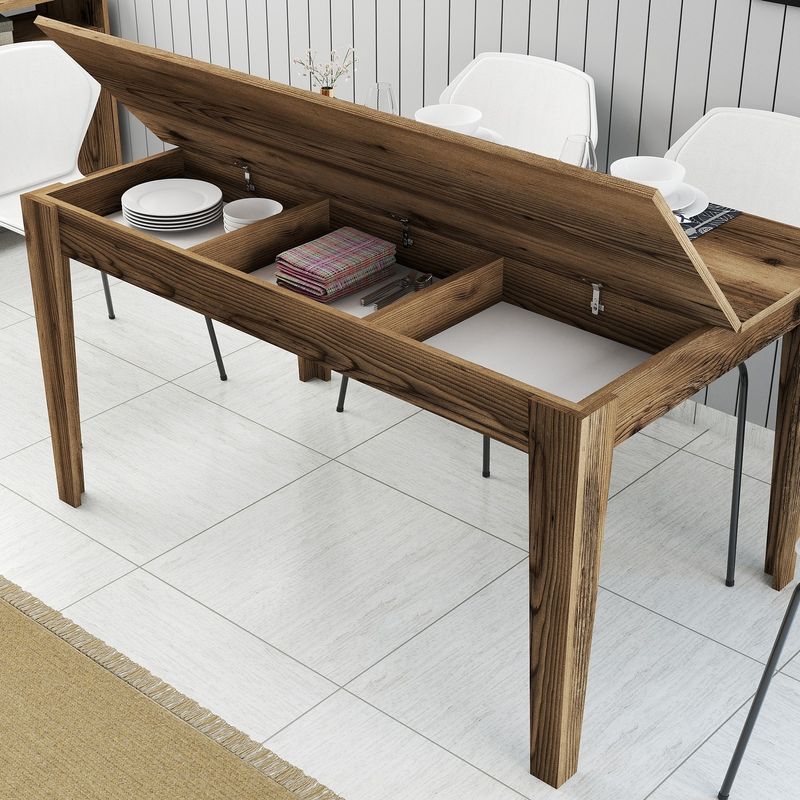 Casa si Gradina - Mobilier - Mese si birouri - Mese bucatarie si dining - Masa de dining, Hanah Home, PAL melaminat, nuc, 145x88x75 cm - Infinity.ro
