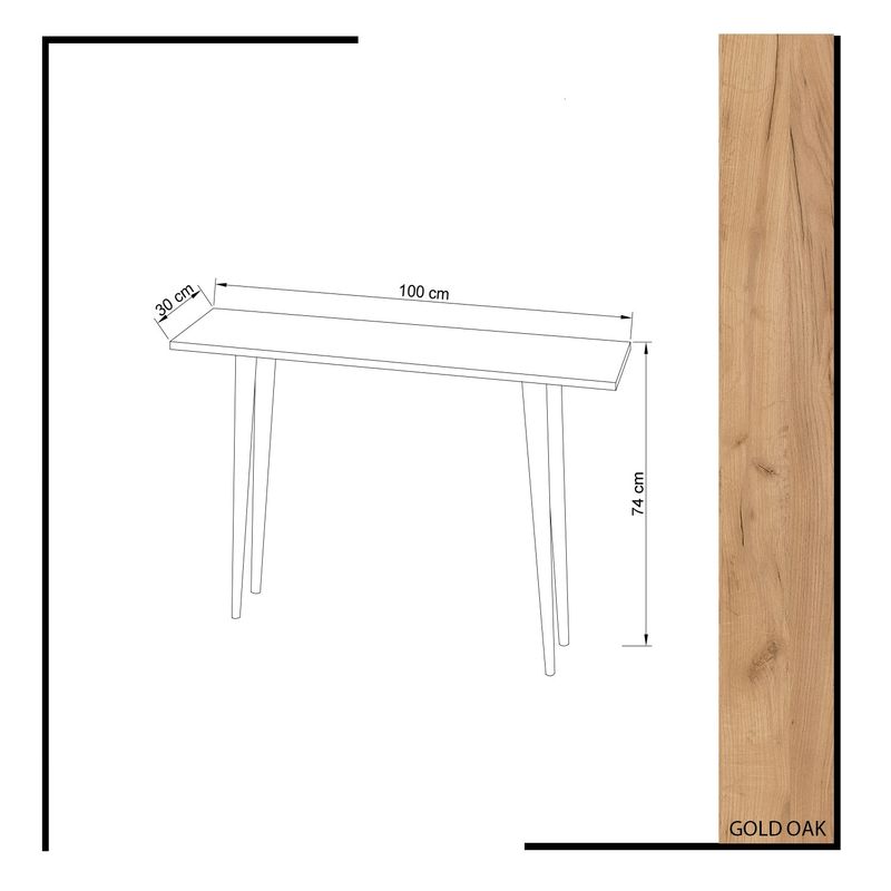 Casa si Gradina - Mobilier - Comode si corpuri - Console - Consola, Hanah Home, pal melaminat, stejar, 100x30x74 cm - Infinity.ro