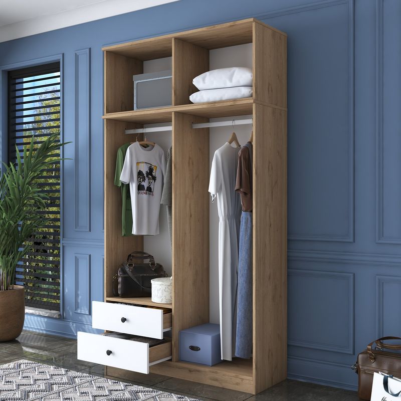 Casa si Gradina - Mobilier - Dulapuri si sifoniere - Sifoniere - Sifonier, Hanah Home, pal melaminat, nuc alb, 120x42.5x216.8 cm - Infinity.ro