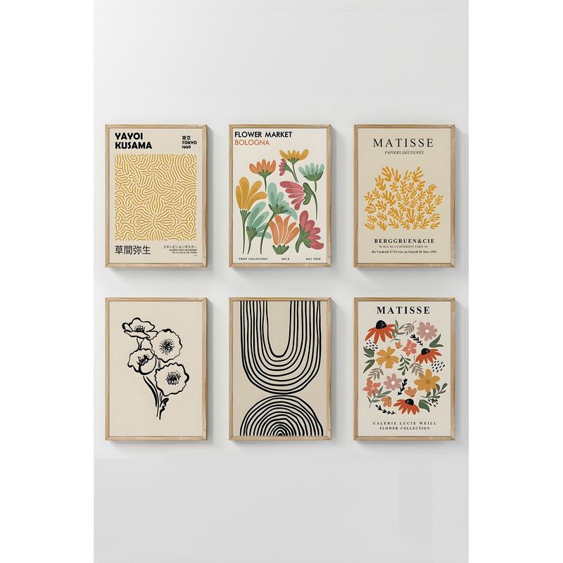 Casa si Gradina - Decoratiuni - Tablouri - Set tablouri decorative inramate, Wallxpert, lemn masiv, multicolor, 33x48 cm (6 bucati), 786DKT1449 - Infinity.ro