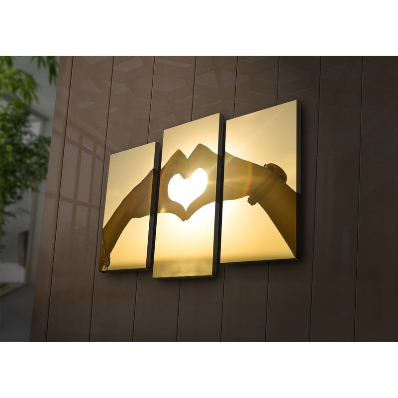 Casa si Gradina - Decoratiuni - Tablouri - Tablou decorativ cu led, Wallxpert, panza piele de caprioara, multicolor, 66x45 cm, 3 piese - Infinity.ro
