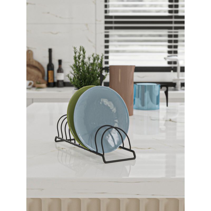 Casa si Gradina - Bucatarie si vesela - Organizare si depozitare bucatarie - Scurgator vase - Scurgator de vase, Hermia, metal, negru, 27.5x85x85 cm - Infinity.ro