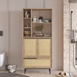 Casa si Gradina - Mobilier - Mobilier baie - Corpuri baie - Dulap baie, Hanah Home, pal melaminat, nuc si stejar, 74.8x35.5x161.6 cm - Infinity.ro