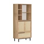 Casa si Gradina - Mobilier - Mobilier baie - Corpuri baie - Dulap baie, Hanah Home, pal melaminat, nuc si stejar, 74.8x35.5x161.6 cm - Infinity.ro