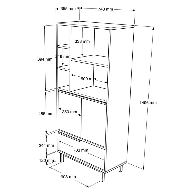Casa si Gradina - Mobilier - Mobilier baie - Corpuri baie - Dulap baie, Hanah Home, pal melaminat, nuc si stejar, 74.8x35.5x161.6 cm - Infinity.ro