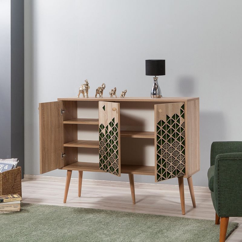 Casa si Gradina - Mobilier - Comode si corpuri - Console - Consola, Hanah Home, panou aglomerat melaminat, stejar sonoma, 120x36x90 cm - Infinity.ro