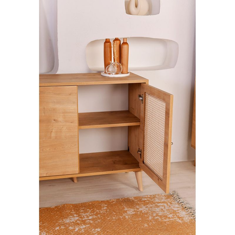 Casa si Gradina - Mobilier - Comode si corpuri - Console - Consola, Hanah Home, panou aglomerat cu melamina, stejar, 180x41x81 cm - Infinity.ro